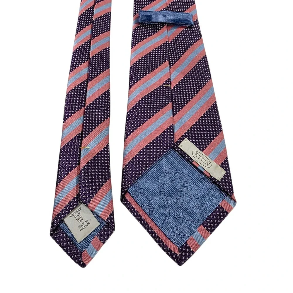 ETON Silk Striped Dotted Necktie Purple Pink Blue Men's Formal Fashion Accessory